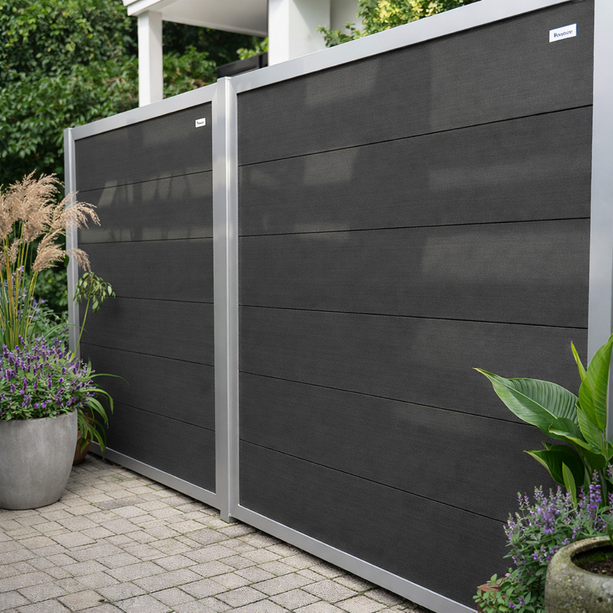Elephant Schutting Forte Composiet Antraciet met Alu-kleurig Frame 180x180cm